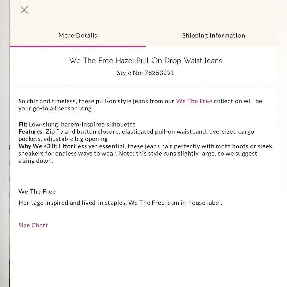 Free People Hazel Pull-On Drop Waist Jeans    Sz S - Picture 10 of 10